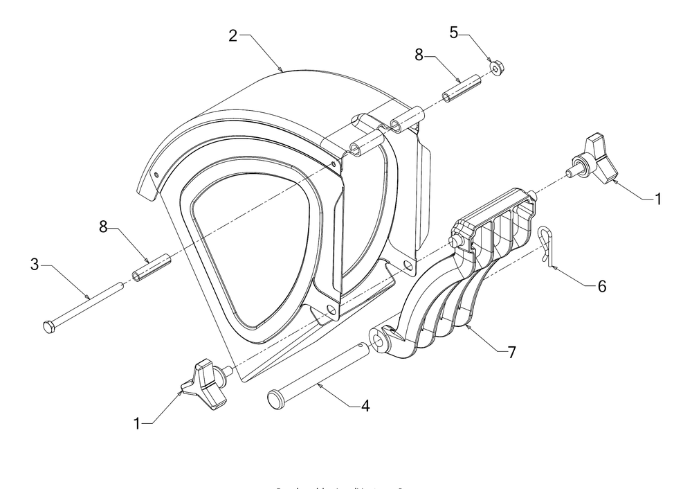 Discharge Chute Diagram and Parts List for CS2210 (24A41M4710)(2017) Cub Cadet Chipper Shredder
